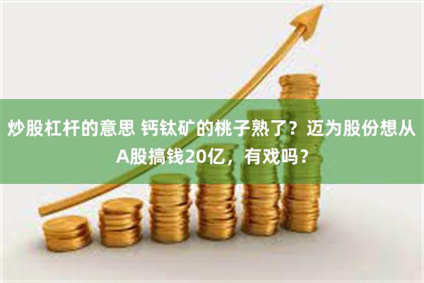 炒股杠杆的意思 钙钛矿的桃子熟了？迈为股份想从A股搞钱20亿，有戏吗？